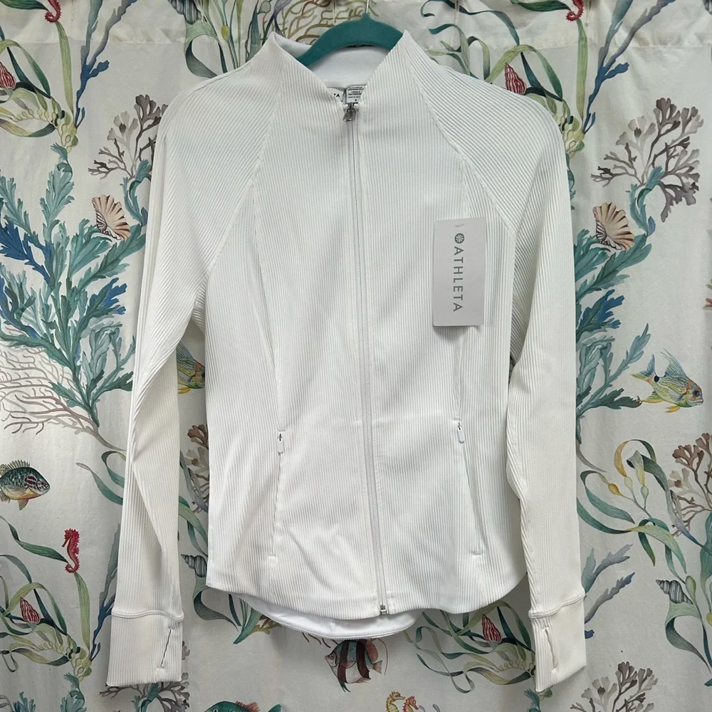 Athleta Salutation Ribbed Jacket in White - Picture 1 of 3